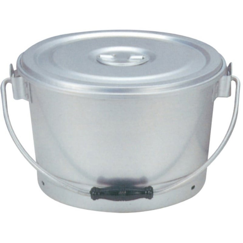 6L(細口) アルミ 一重食缶バケツ蓋付(目盛付) 森中製作所 板厚1.05mm