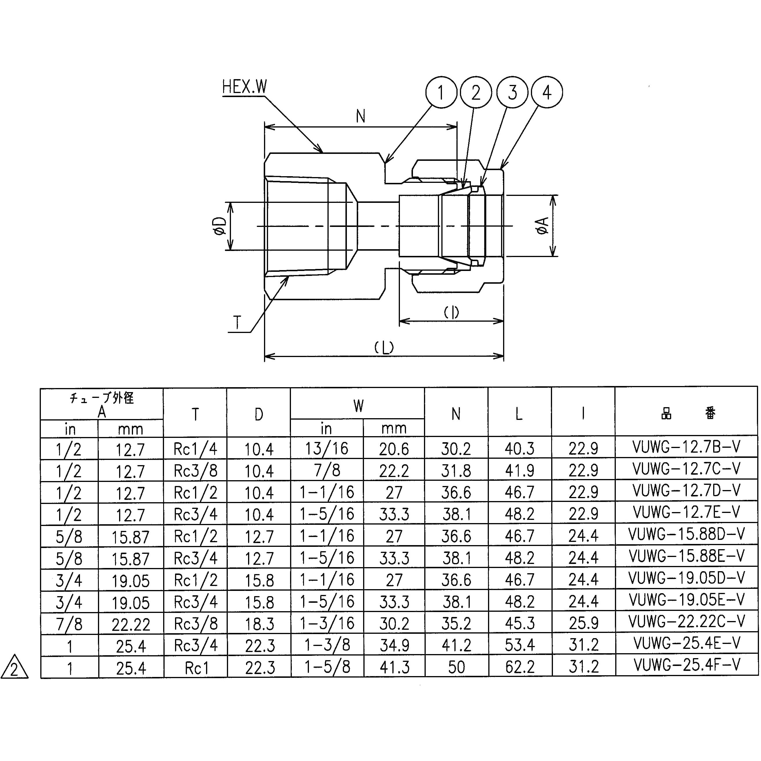 VUWG-6.35A-V ニューV-Lok継手 ゲージユニオン(Rc)(インチ) フジキン 呼び径6.35mm 1個 - 【通販モノタロウ】