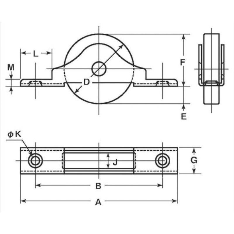 DMU-0402 Uステンレール用戸車 ベアリング入 ヨコヅナ 平型 荷重50kg