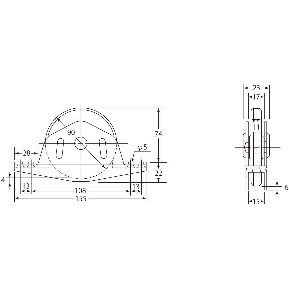ZBSP0903 ベアリング入ステンレス底車(PLUS) ヨコヅナ 袖型 車輪径90mm 1個 ZBSP0903