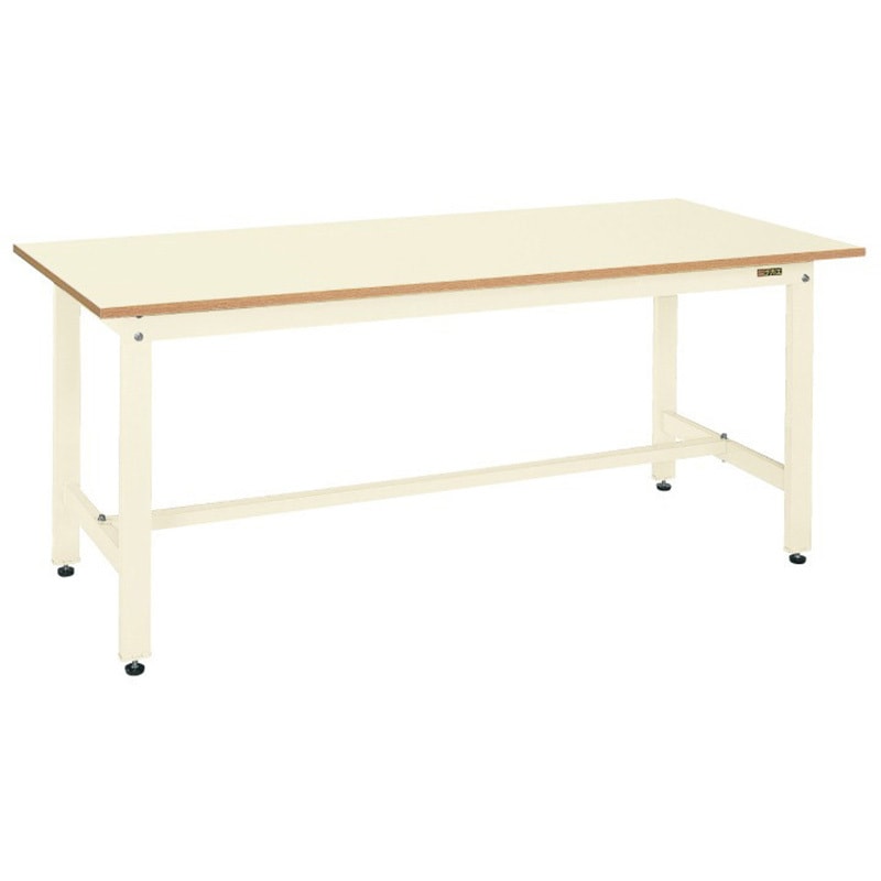 KK-40NI 軽量作業台(KKタイプ/耐荷重350kg/ポリエステル天板/H740/固定式) サカエ 対応 アイボリー アジャスター樹脂製・ネジ径M12×P1.75 間口1200mm奥行900mm  KK-40NI