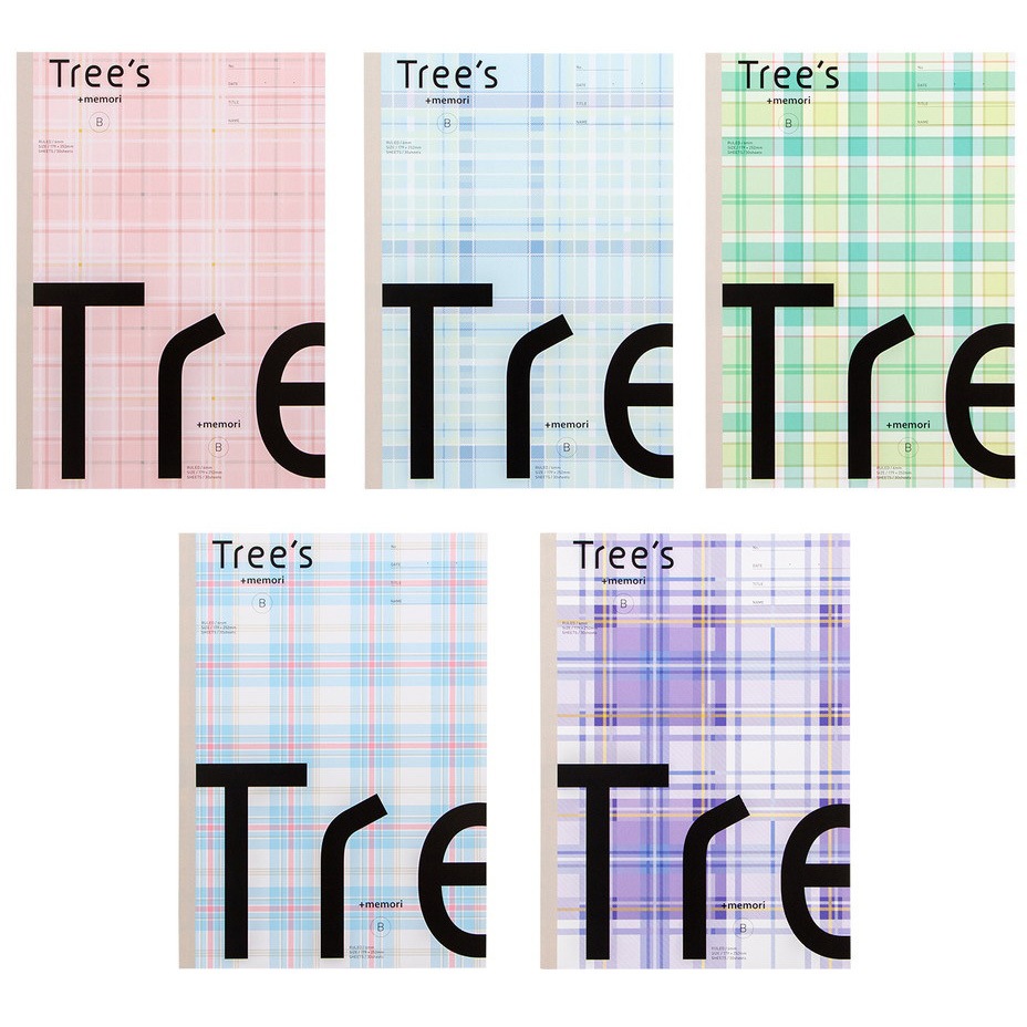 UTRB01×5 ノート Tree's B5 プラスメモリ 5冊束 チェック柄 日本 UTRB01×5 ノート Tree's B5 プラスメモリ 5冊束 チェック柄 日本