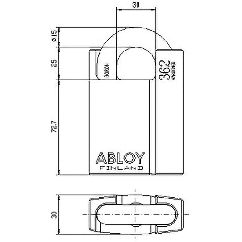 PL362N 南京錠 PL362 ABLOY(アブロイ) キー式 硬化鋼製 径15mm