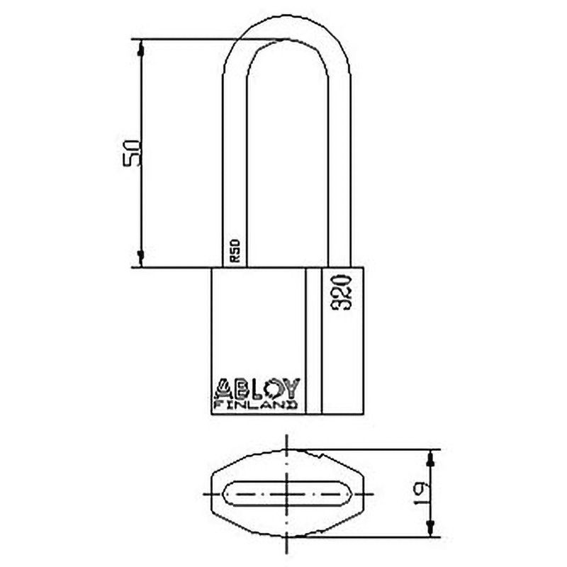 PL320C/50 南京錠 PL320 ABLOY(アブロイ) キー式 真鍮/クローム仕上げ
