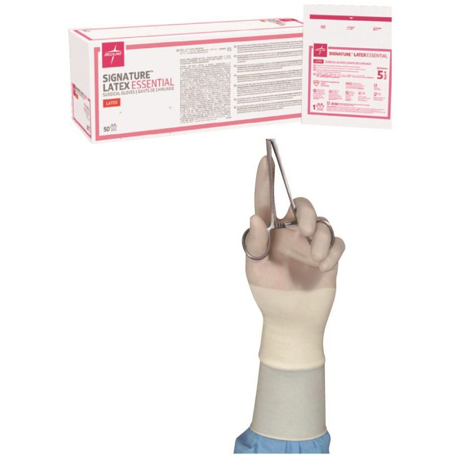 MSG5985 シグネチャーラテックスエッセンシャル メドライン・ジャパン (薬事)天然ゴム製手術用手袋 サイズ8.5 1箱(50双) MSG5985
