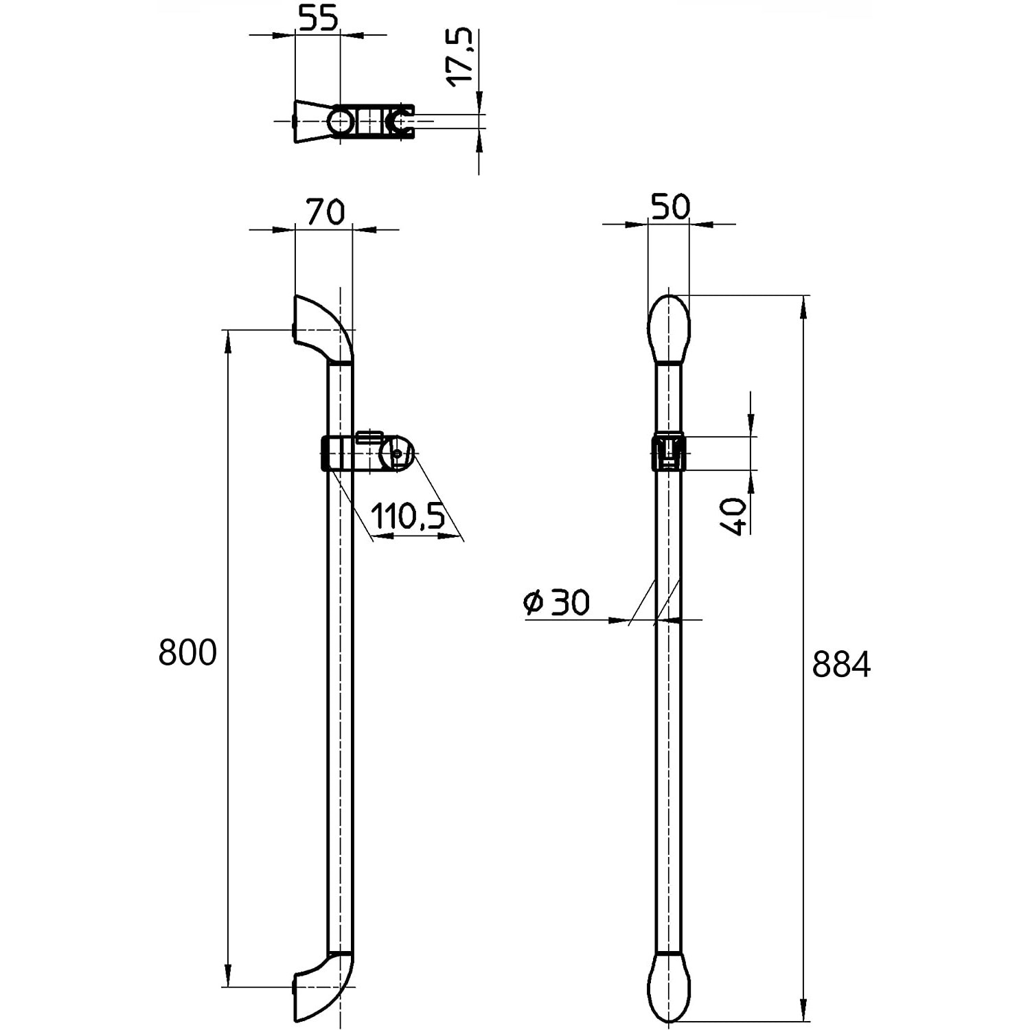W5854S-800 手すり兼用スライドバー 1個 SANEI(旧:三栄水栓製作所