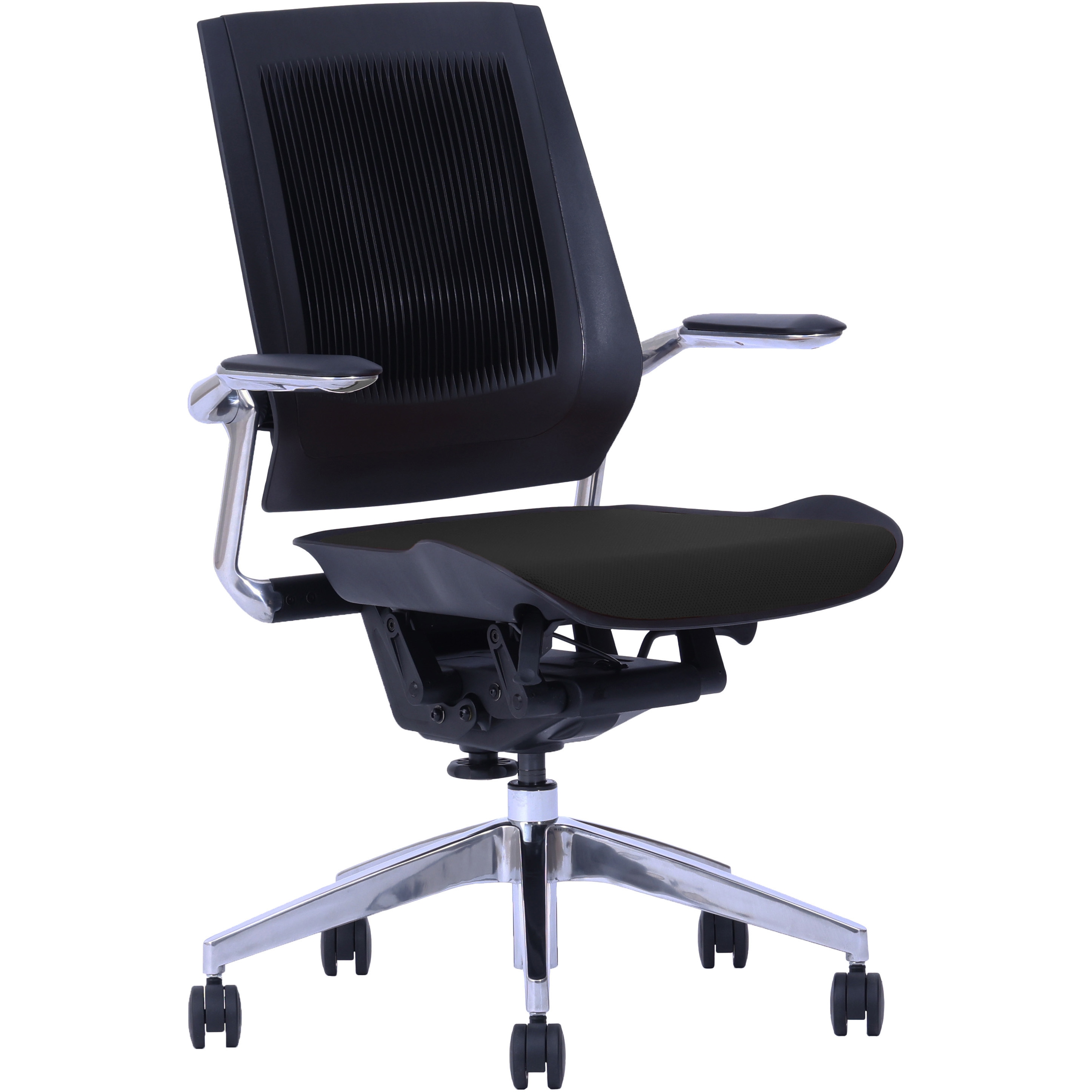 ボディフレックス BK ボディフレックス チェア KOUPLUS(関家具) キャスターあり ブラック色 高さ970-1082mm幅682mm奥行682mm