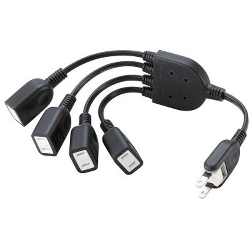 T-ADR4BK 電源タップ ACアダプタ用電源延長コード 4個口 0.2m 2P