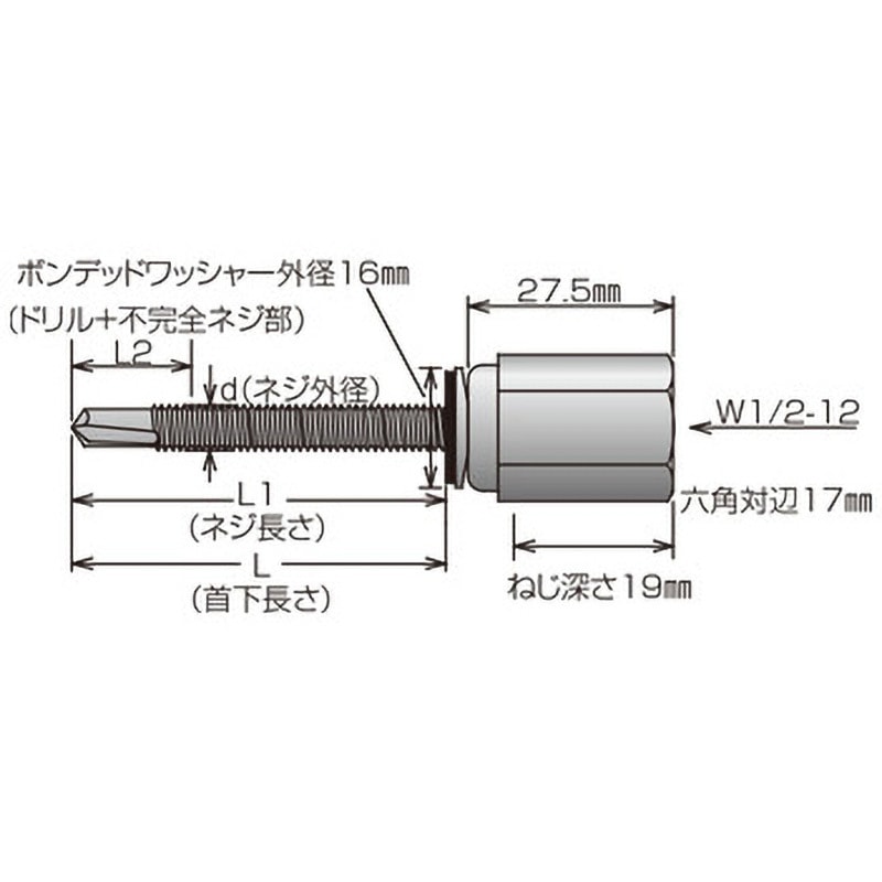 NAFS-50 P1．0細目ネジ GSアシバツナギ ナット固定式 1箱(400本