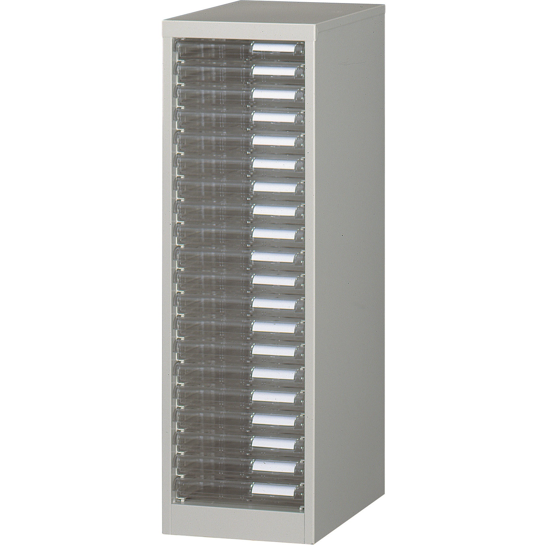 RFA-120 レターケース ニューグレー 引出色透明 A4判縦1列 ノーブランド 浅型20段   RFA-120