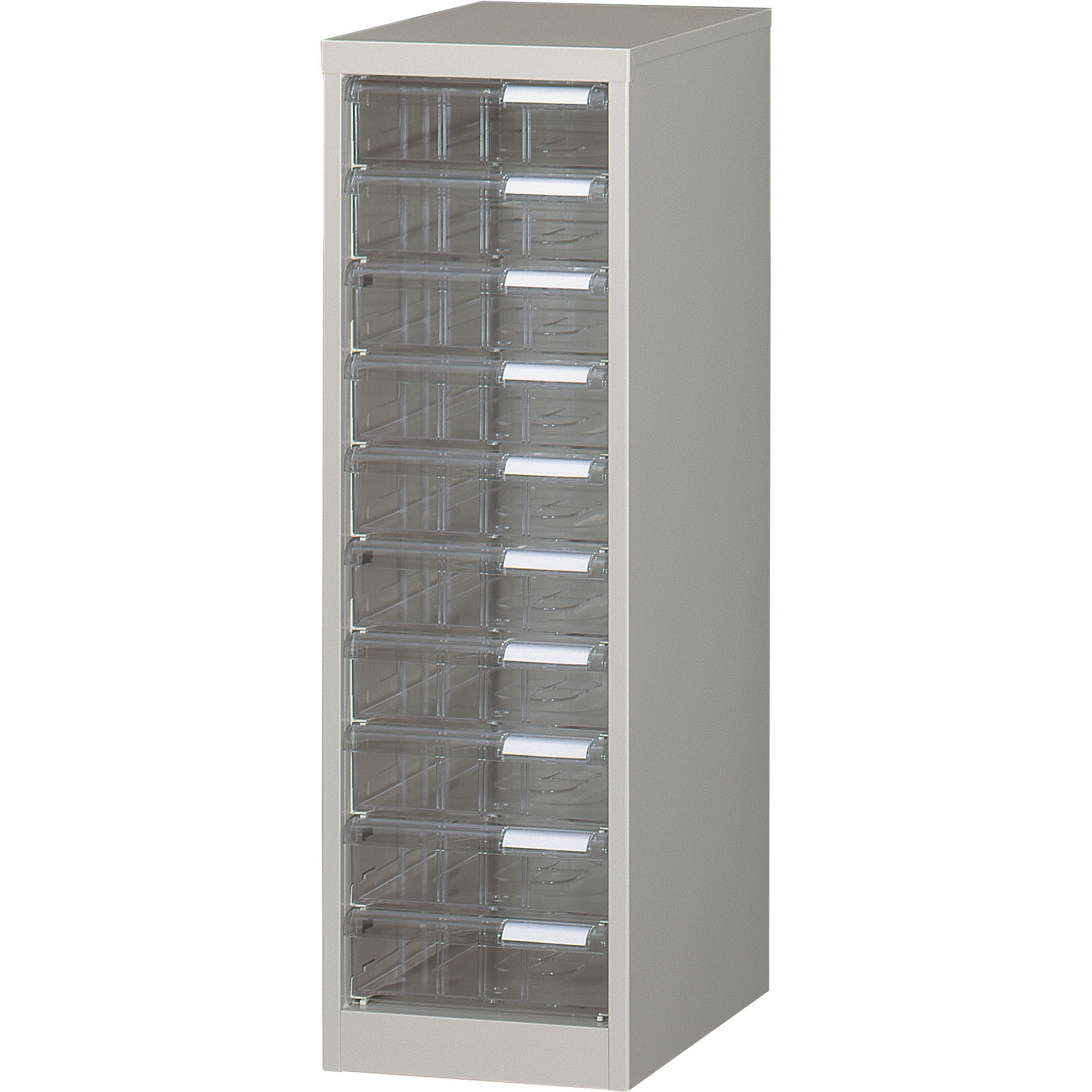 RFA-110 レターケース ニューグレー 引出色透明 A4判縦1列 ノーブランド 深型10段   RFA-110