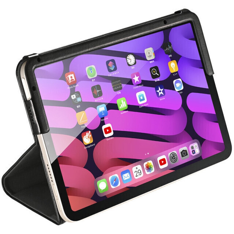 BSIPD2108CLMBK 第6世代iPad mini マルチアングルレザーケース BUFFALO
