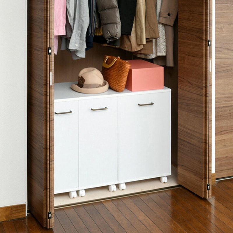 ECSR-4526(MWH) クローゼット収納ラック キャスター付き YAMAZEN(山善