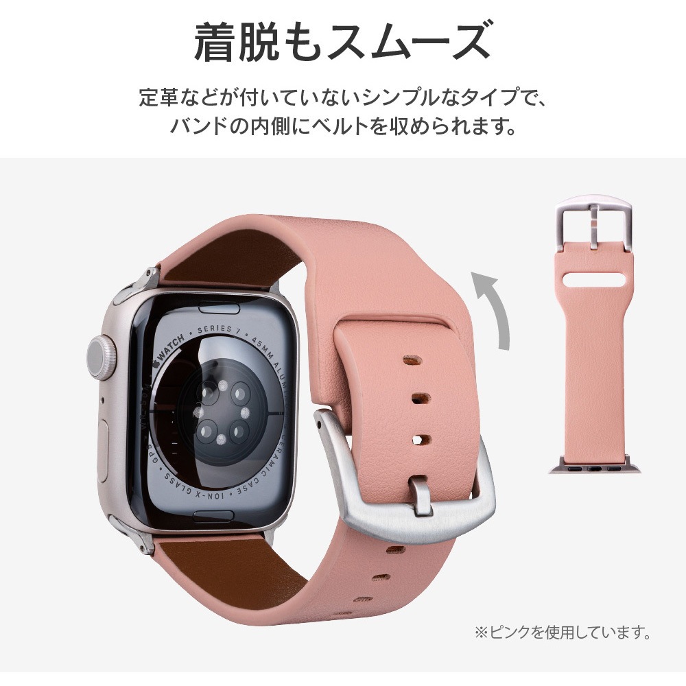 Apple Watch バンド レザーベルト 42 44 45mm ピンク 開店記念セール