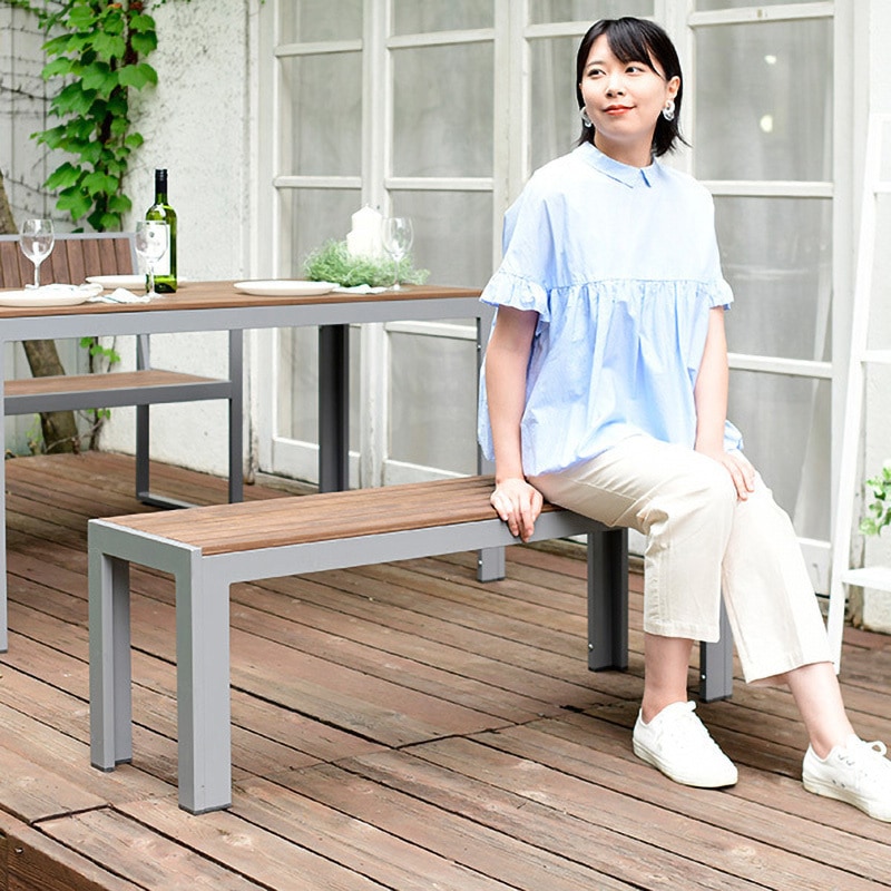 KPT-1470(DBR)+KPB-120(DBR)*2 ガーデンテーブル&ベンチセット