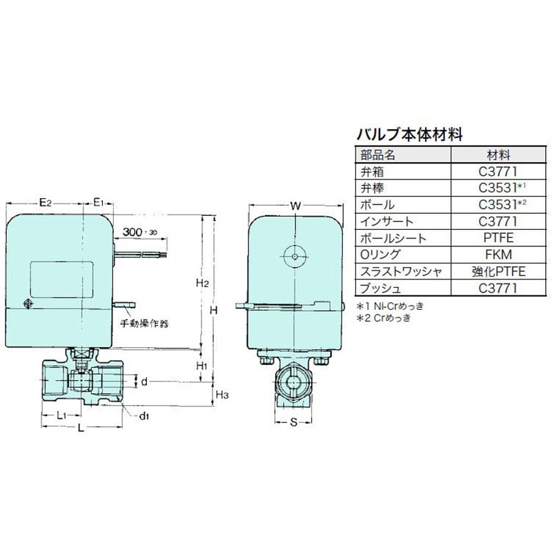 EAE100-TKSE-10A 小型電動式 ボールバルブ(キッツ) キッツ(KITZ) 材質(本体)C3771BE ねじ込み形 クラス10K  フローティング 呼び径(B)3/8 EAE100-TKSE-10A - 【通販モノタロウ】