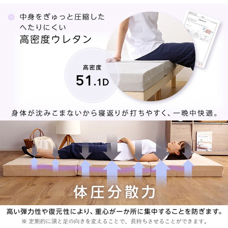 SH-07-OMS-BE 折りたたみマットレス シングル 【RUMA-ルーマ-】 1台