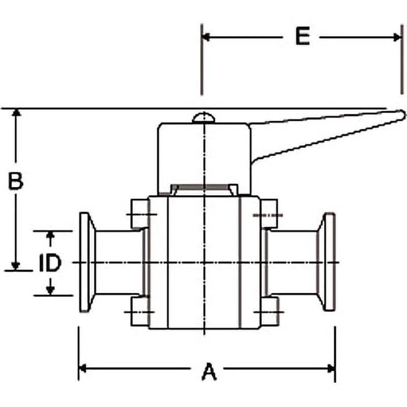 2BV-M 小口径手動 2方ボールバルブ(PTFE)ヘルール式 大阪サニタリー レバー式 ストレート 呼び径(B)1/4 2BV-M -  【通販モノタロウ】