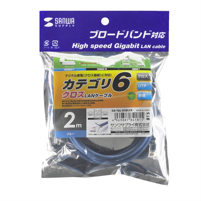 KB-T6L-02BLCK カテゴリ6UTPクロスケーブル サンワサプライ コネクタ