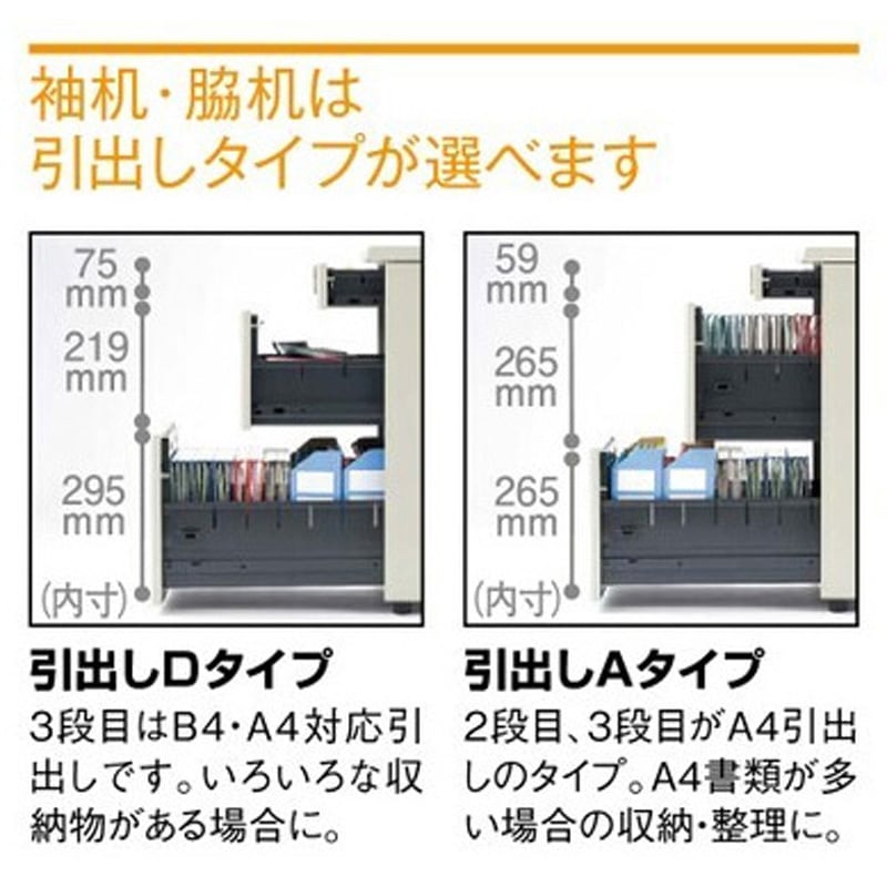 RJ-N126D-3 LGY/LGY RJデスクII 片袖机 奥行600mm 引出しDタイプ(組立