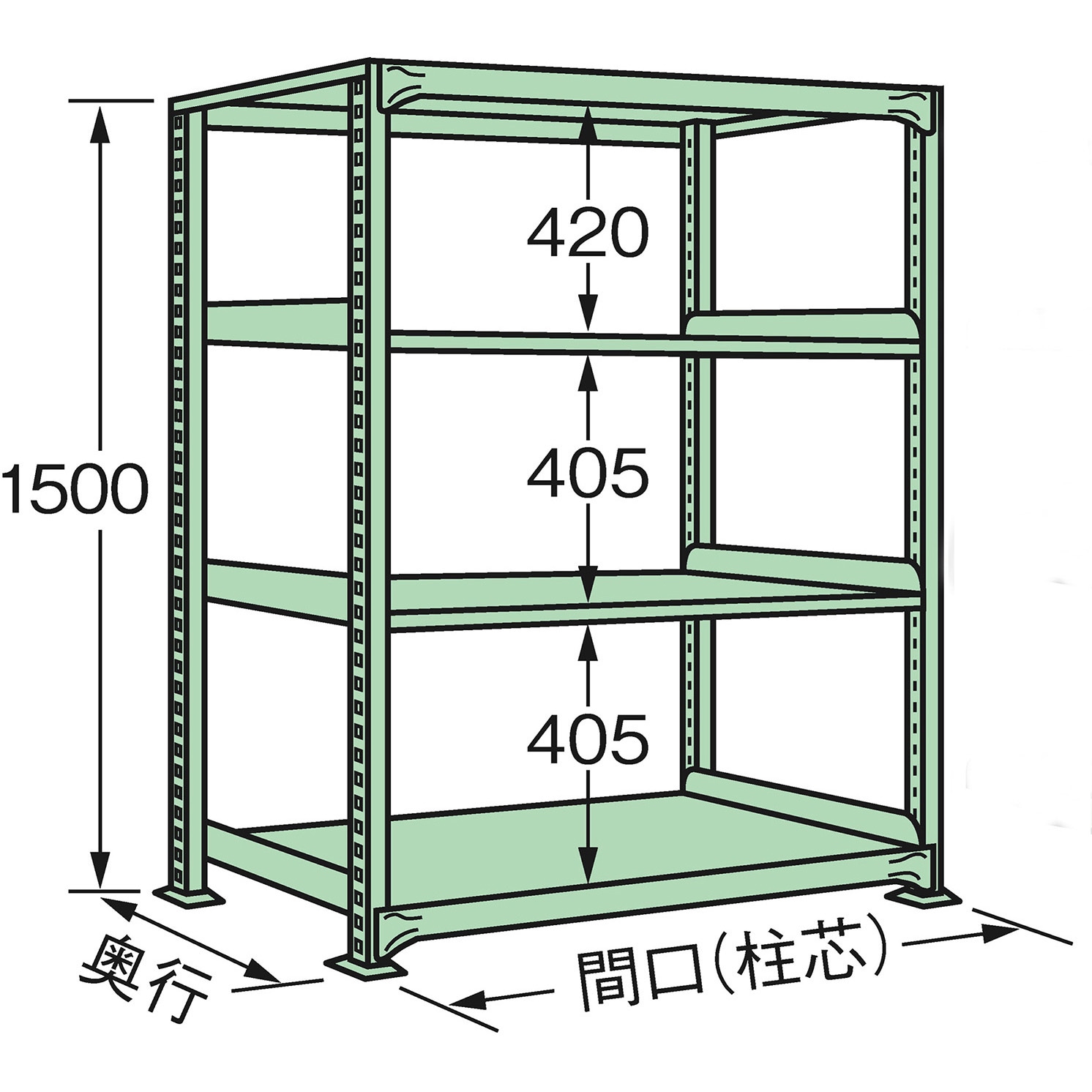 NL-9744 中量棚(グリーン) NL型300kg 単体タイプ サカエ スチール 荷重