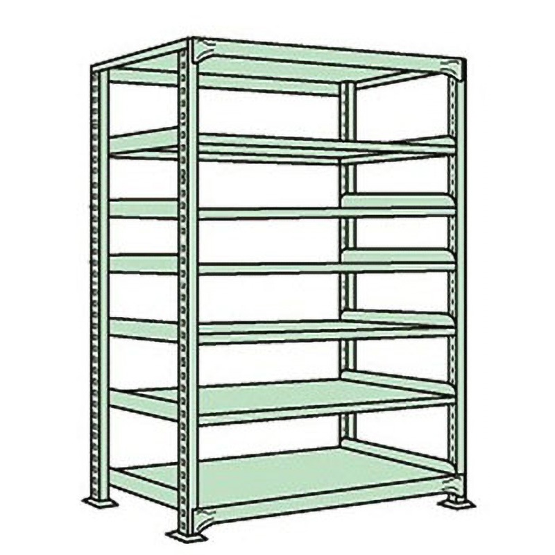 ND-3157 軽中量棚 単体タイプ サカエ 荷重150kg/段 グリーン色 荷重600kg 高さ2400mm奥行724mm  ND-3157