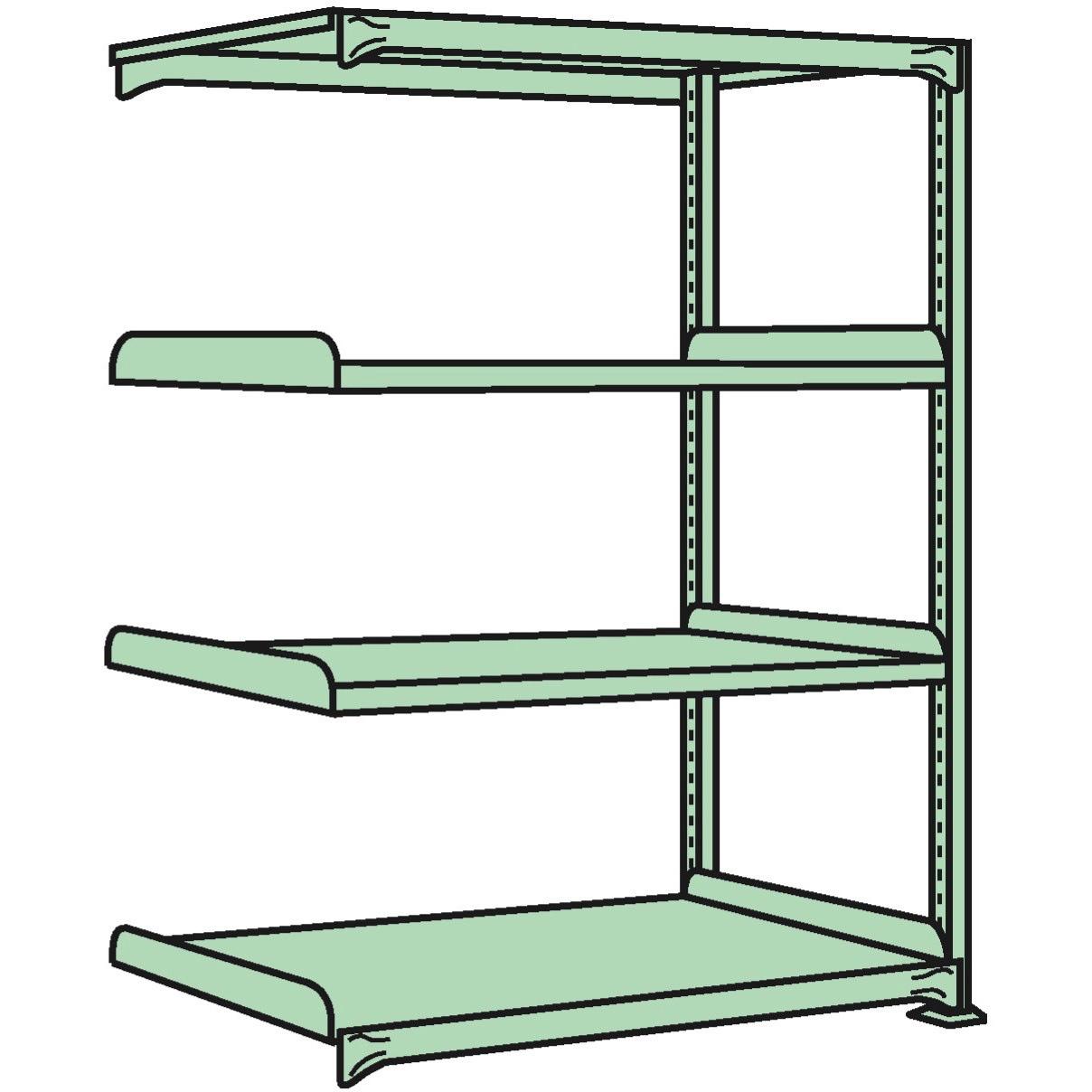 NE-8154R 中軽量棚NE型 連結(グリーン) サカエ スチール 荷重200kg/段 4段 高さ1200mm  NE-8154R
