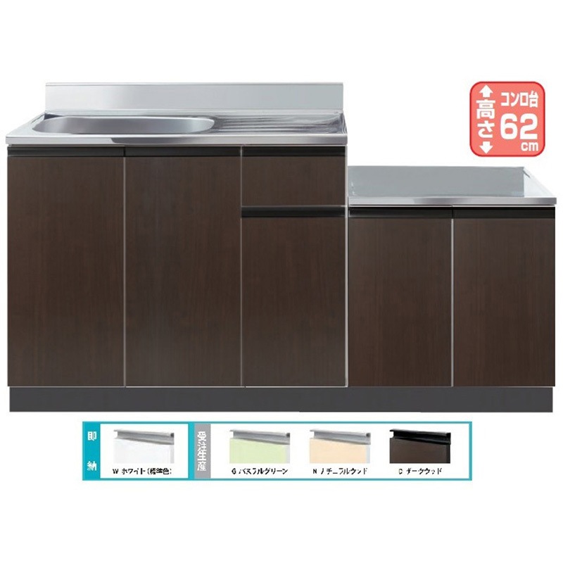 CYⅡ-150ALD Comfy series(コンフィシリーズ) コンロ台付き流し台 CY 壁出し水栓+据置型加熱機器用薄型コンロ台 1台 イースタン工業 【通販モノタロウ】