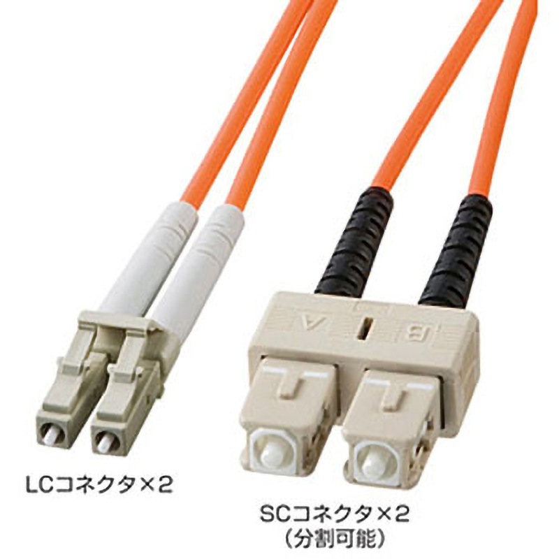 HKB-LCSC6-15L 光ファイバケーブル サンワサプライ LCコネクタ×2 - SCコネクタ×2 マルチモード 15m   HKB-LCSC6-15L
