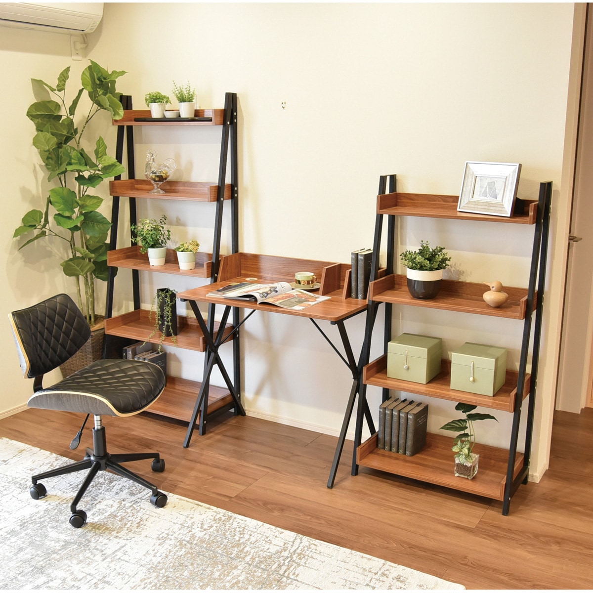 マーキュリー4段ラック WN ラック タマリビマルシェ ウォ―ルナット色 幅670mm奥行330mm高さ1250mm