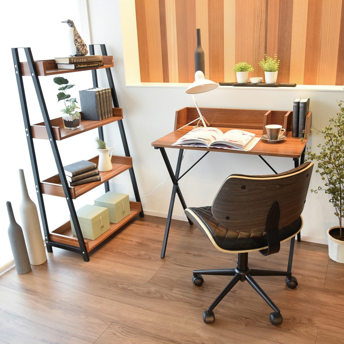 マーキュリー4段ラック WN ラック タマリビマルシェ ウォ―ルナット色 幅670mm奥行330mm高さ1250mm