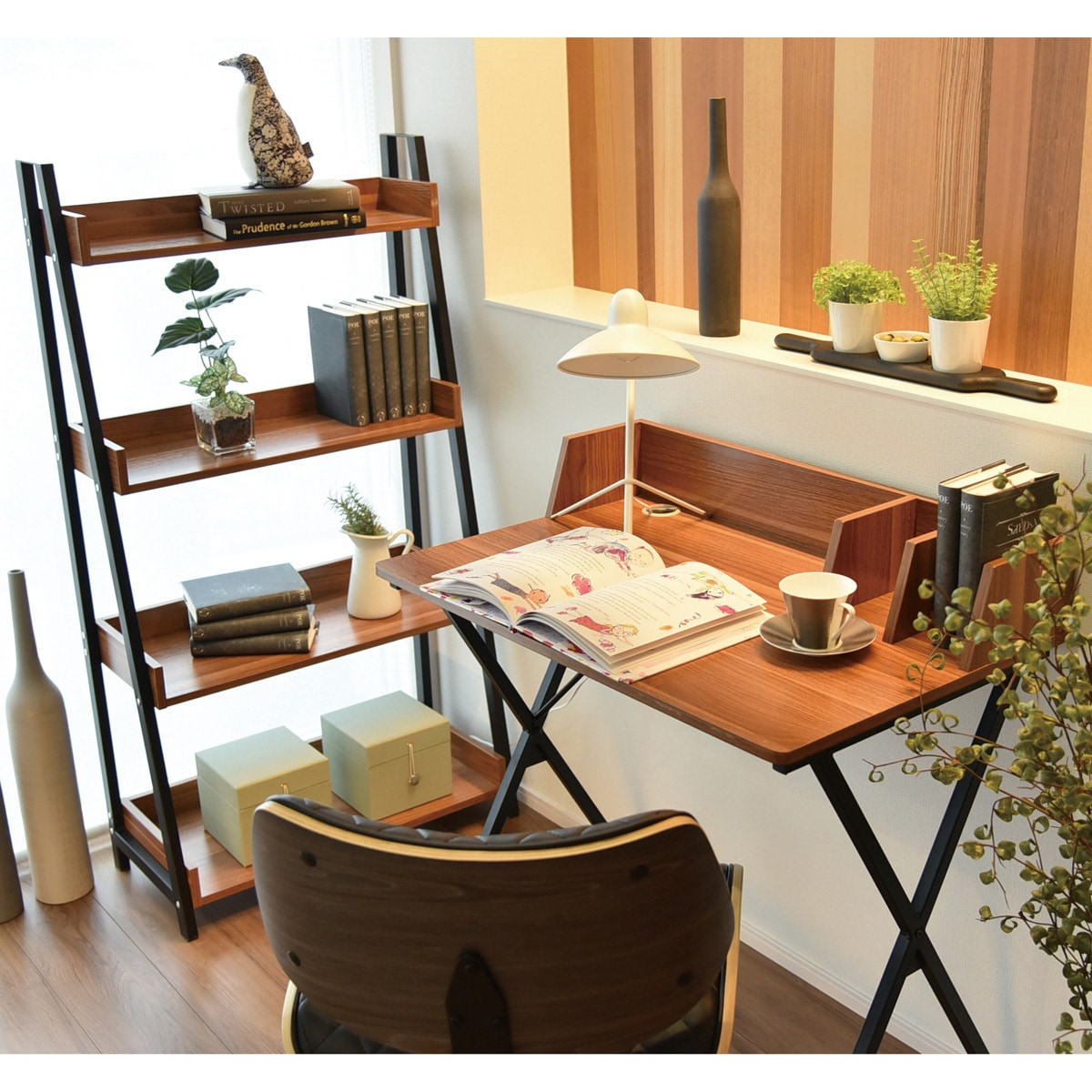 マーキュリー4段ラック WN ラック タマリビマルシェ ウォ―ルナット色 幅670mm奥行330mm高さ1250mm