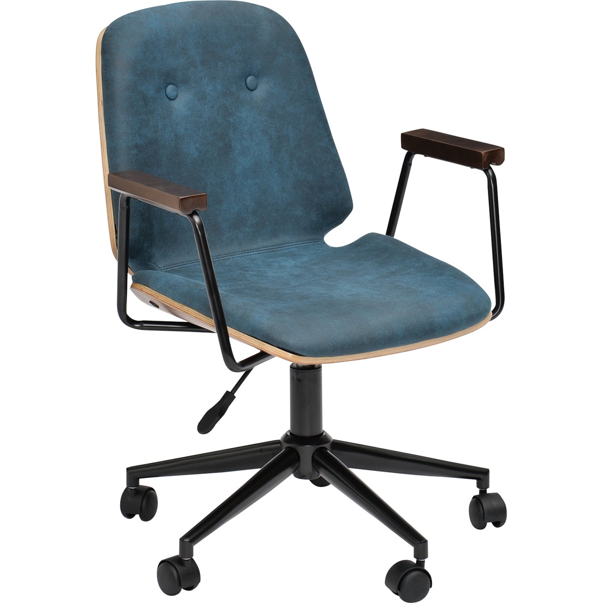 ブロンコ ホームチェア オフィスチェア タマリビマルシェ 肘掛あり ファブリック ブラック/ブルー色 幅580mm奥行570mm高さ790～860mm 15,826円