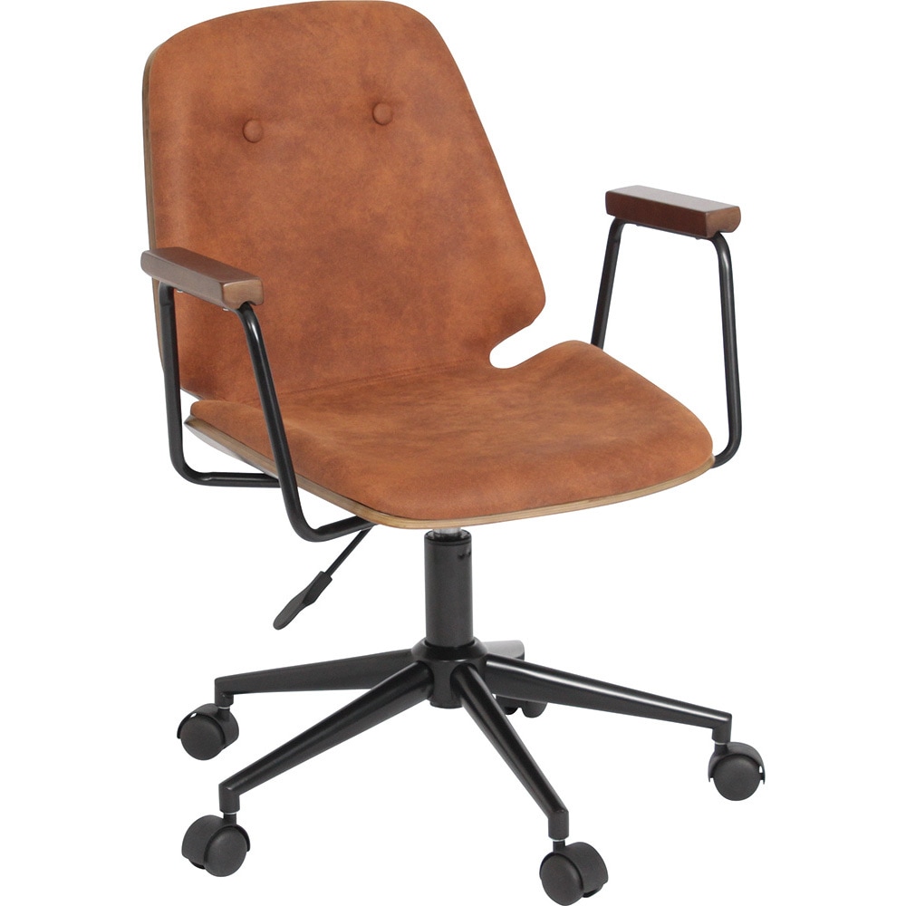 ブロンコ ホームチェア オフィスチェア タマリビマルシェ 肘掛あり ファブリック ブラック/ブラウン色 幅580mm奥行570mm高さ790～860mm