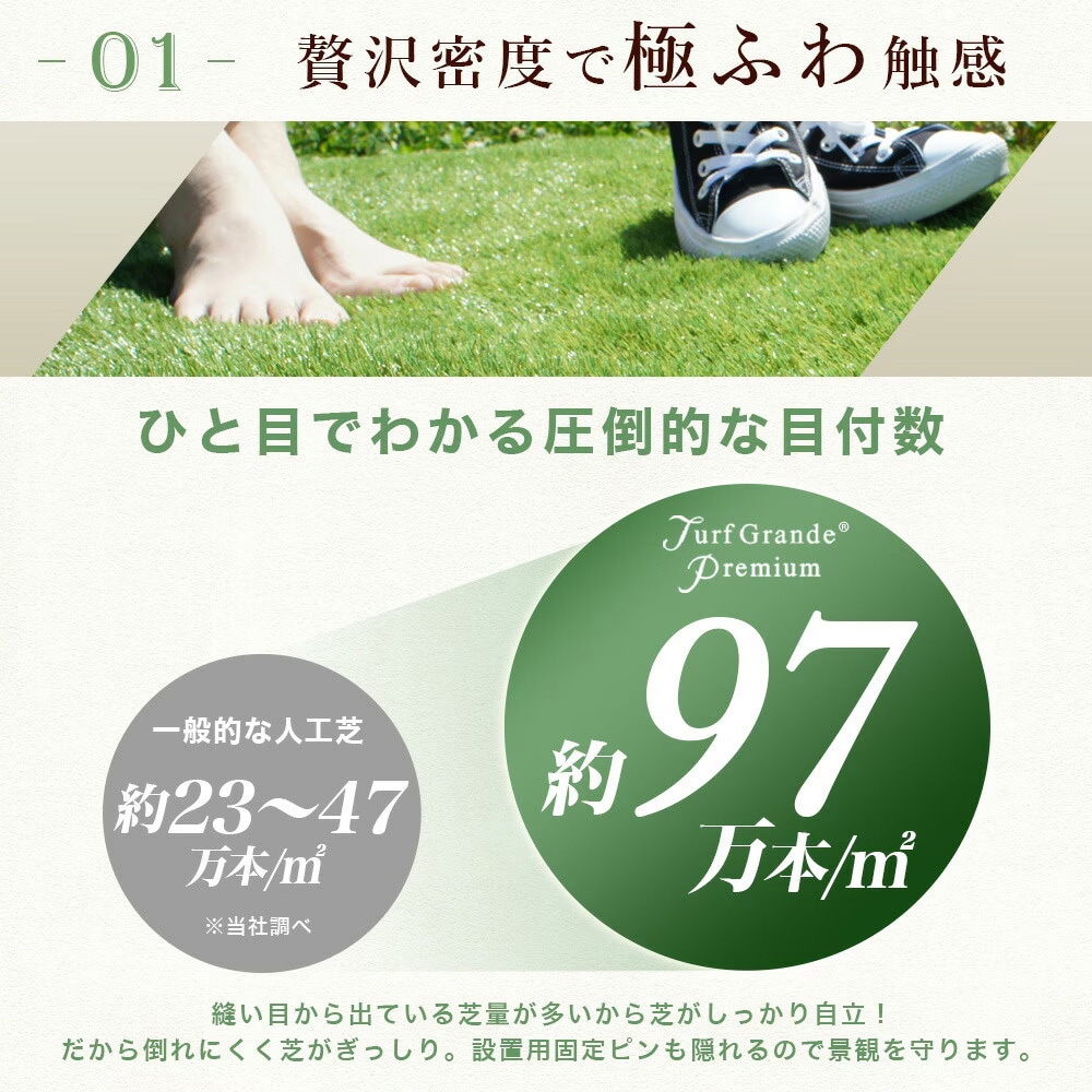 2m×10m ターフグランデ プレミアム 人工芝 1本 NITTOSEKKO 【通販