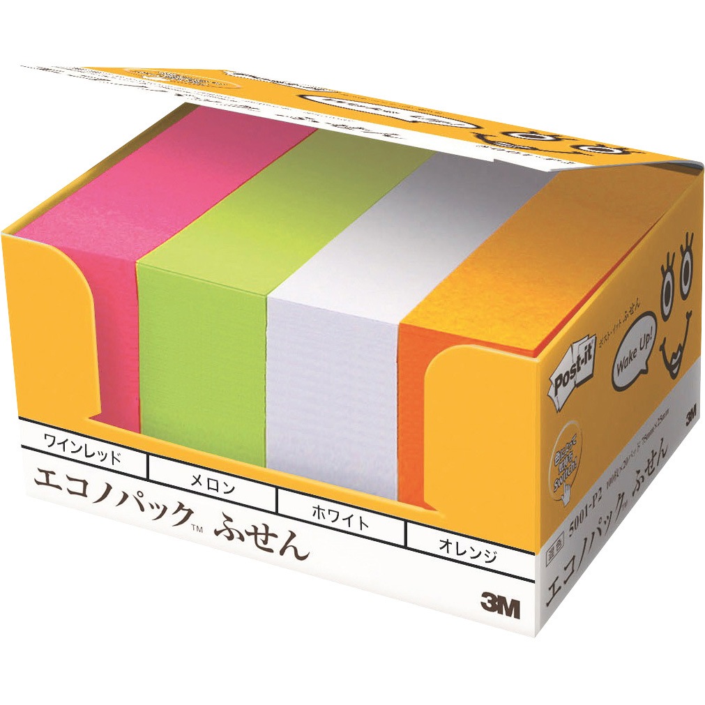 (まとめ) 3M ポスト・イット エコノパック強粘着ポップアップふせん 詰替用 75×25mm 4色 5001SSPOP-AP 1パック（20冊） 〔×10セット〕〔代引不可〕 まとめ） 3M ポスト・イット エコノパック強粘着ポップアップふせん 詰