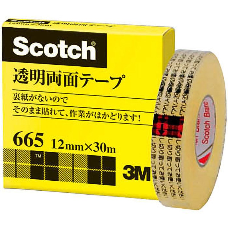 665-1-12 3M スリーエム スコッチ 透明両面テープ ライナーなし
