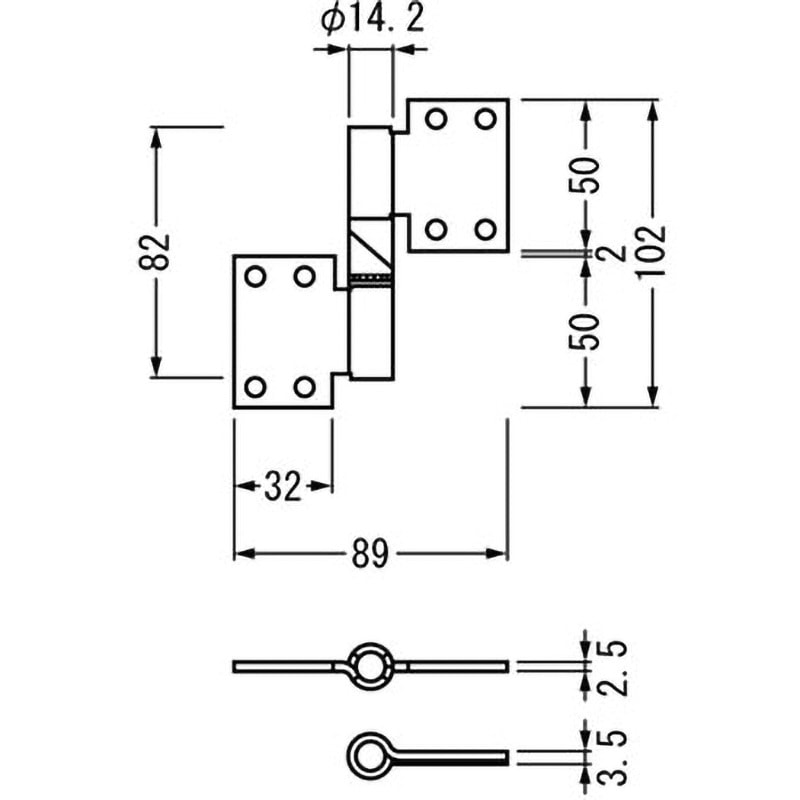 1604A-1 グレビティーヒンジ(面付型) 1組(2枚) BEST[金物