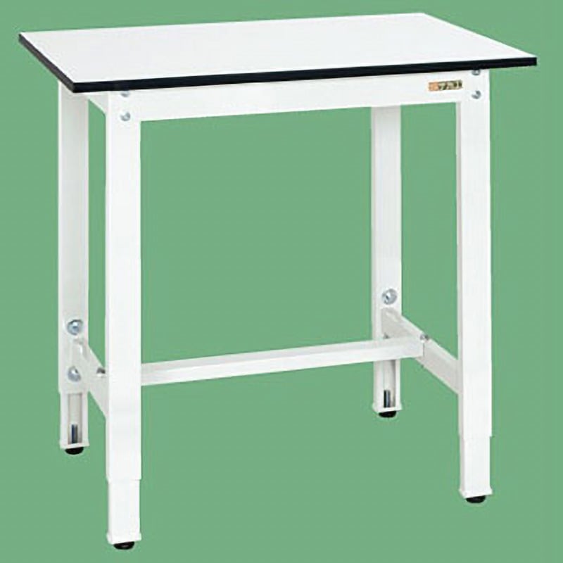 ※法人専用品※サカエ 軽量高さ調整作業台TKK8タイプ抗ウイルス天板 中棚・中板付 パステルグリーン 1500×750×800〜1000 TKK8-1