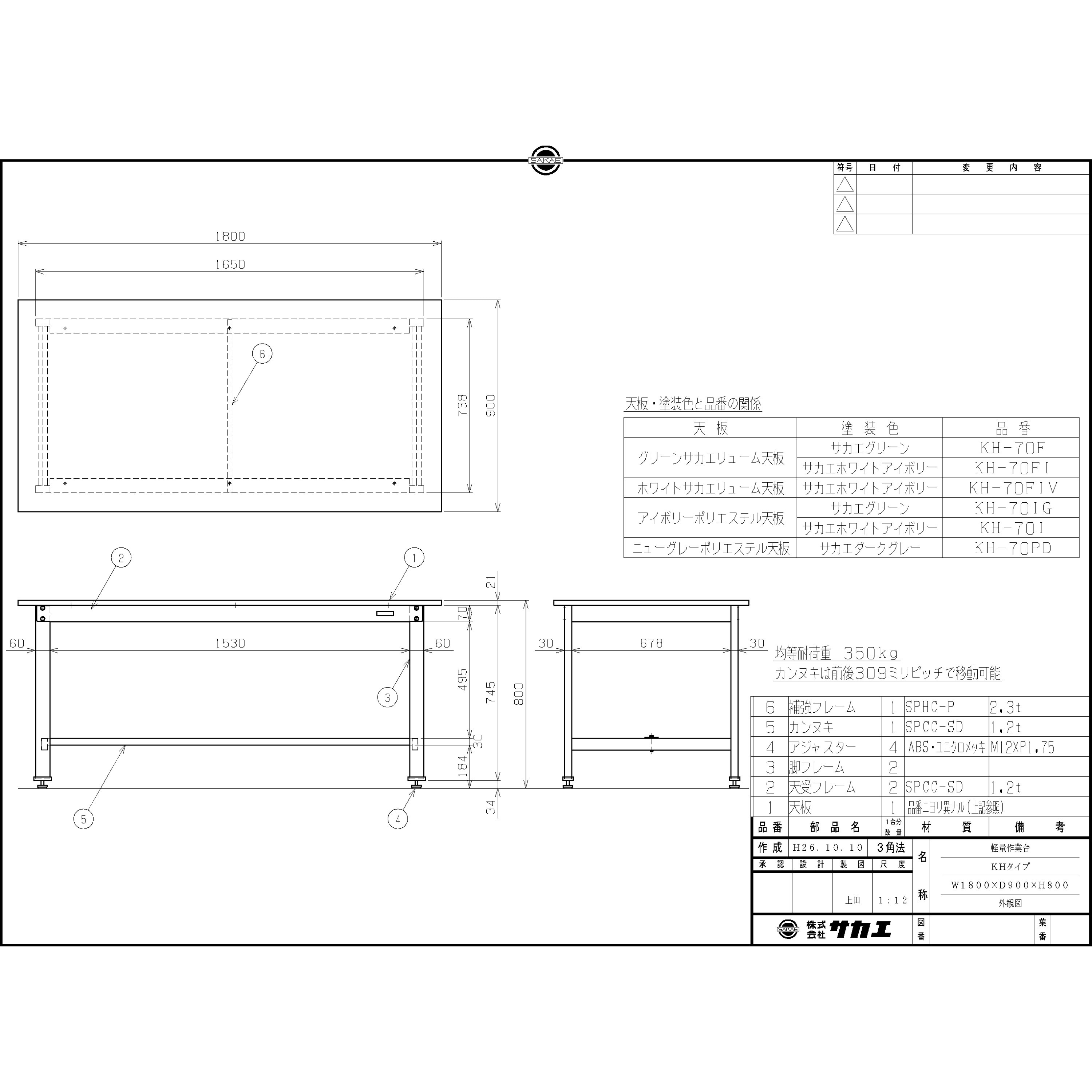 サカエ ck軽量作業台・折リタタミ式 KH-70F 軽量作業台(KHタイプ/耐荷重350kg/サカエリューム天板