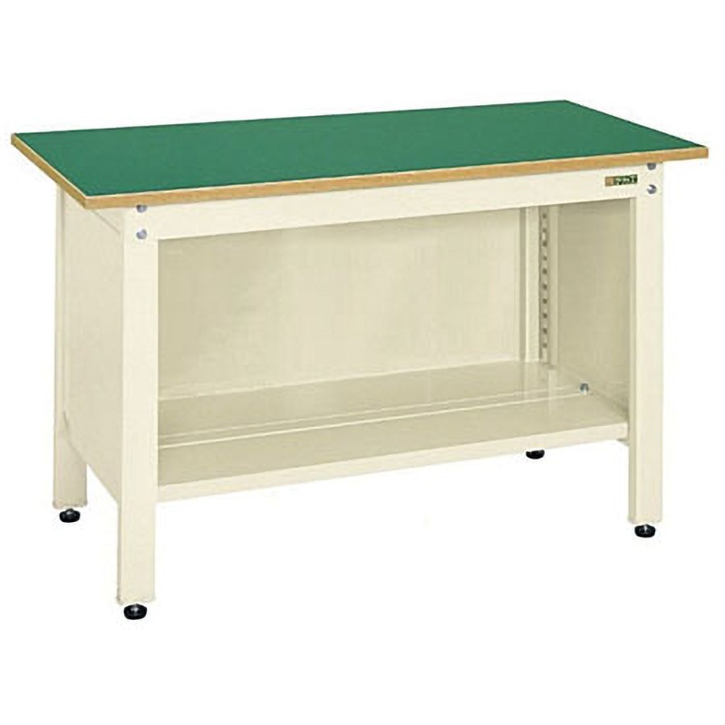 CP-096I 一人用作業台(CPタイプ/耐荷重350kg/サカエリューム天板/H740/3方パネル付) サカエ グリーン スチール製 アイボリー 間口900mm奥行600mm  CP-096I