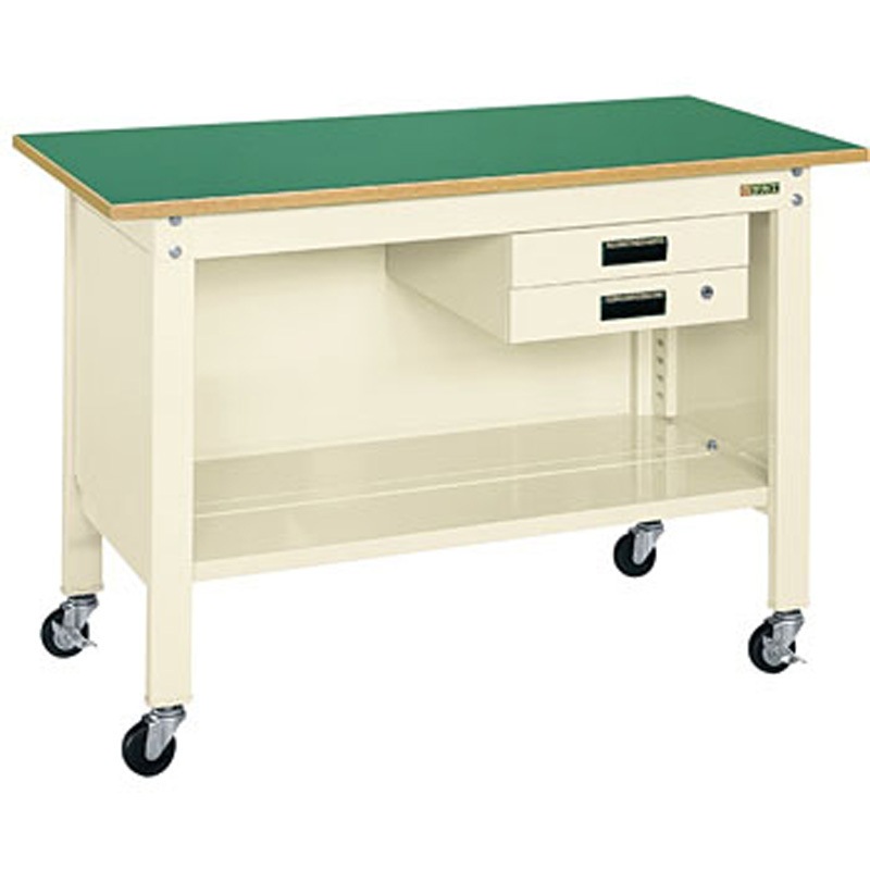 CPB-126BI 一人用作業台(CPBタイプ/耐荷重150kg/サカエリューム天板/H810/キャスター付) サカエ 移動式 間口1200mm奥行600mm