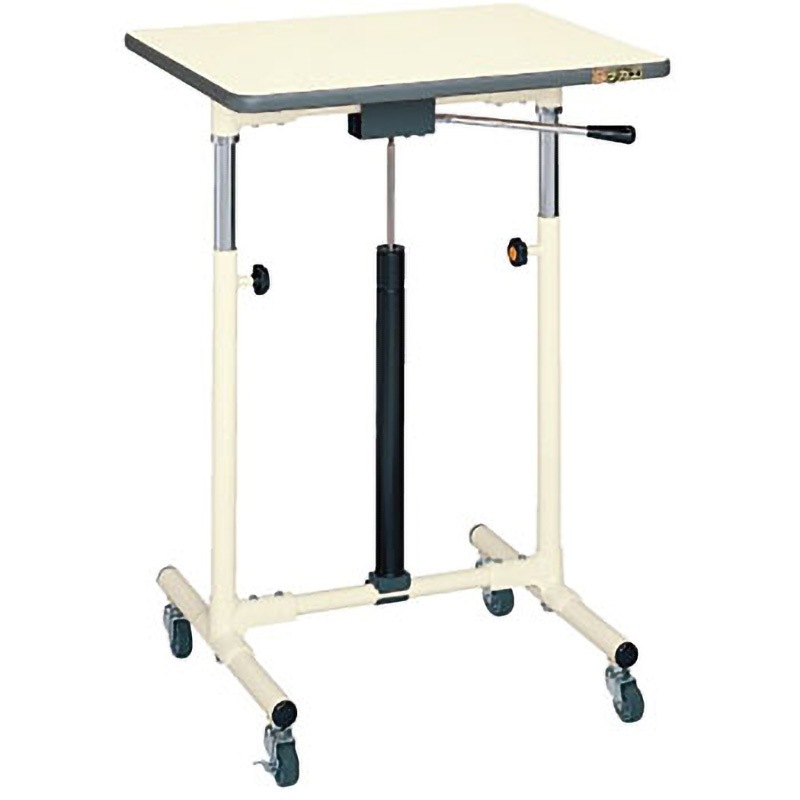 CLG-6045PI 軽量セルワーク作業台(ポリエステル天板/ガスバネ式) サカエ アイボリー 対応 荷重50kg アイボリー/メッキ 間口600mm奥行450mm高さ700～950mm  CLG-6045PI