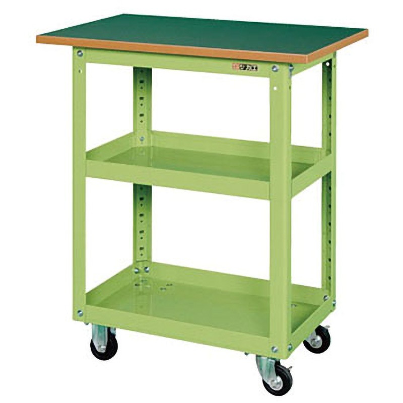 EMR-150TJ スーパーワゴン(EMRタイプ/W600×D400/ゴム車/天板付) サカエ グリーン 自在×4キャスター