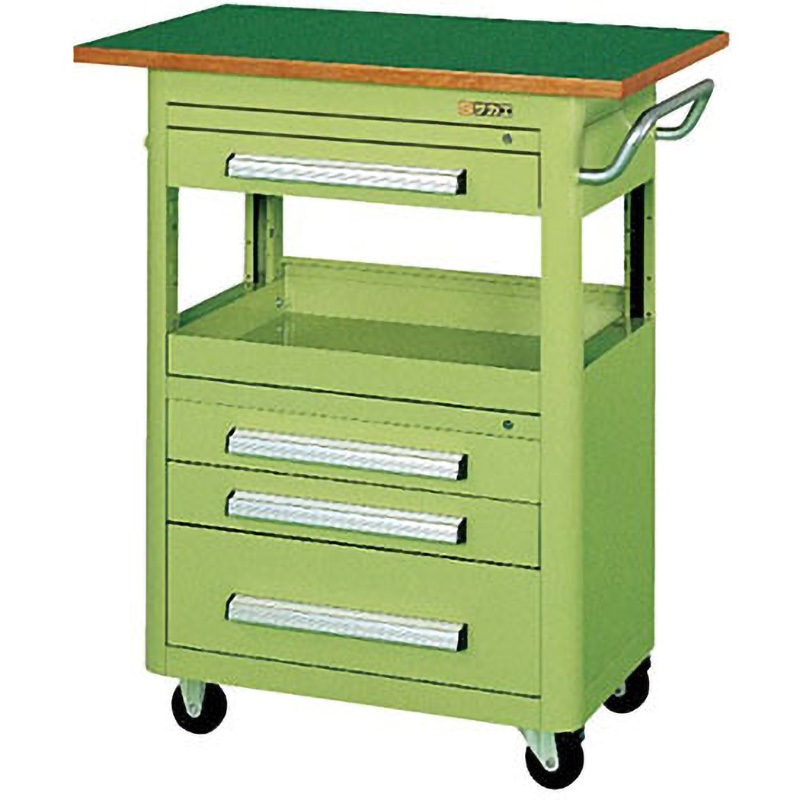 A-37AT エースワゴン(ゴム車/天板付) サカエ 引出しあり 均等荷重200kg 高さ900mm間口750mm奥行500mm  A-37AT