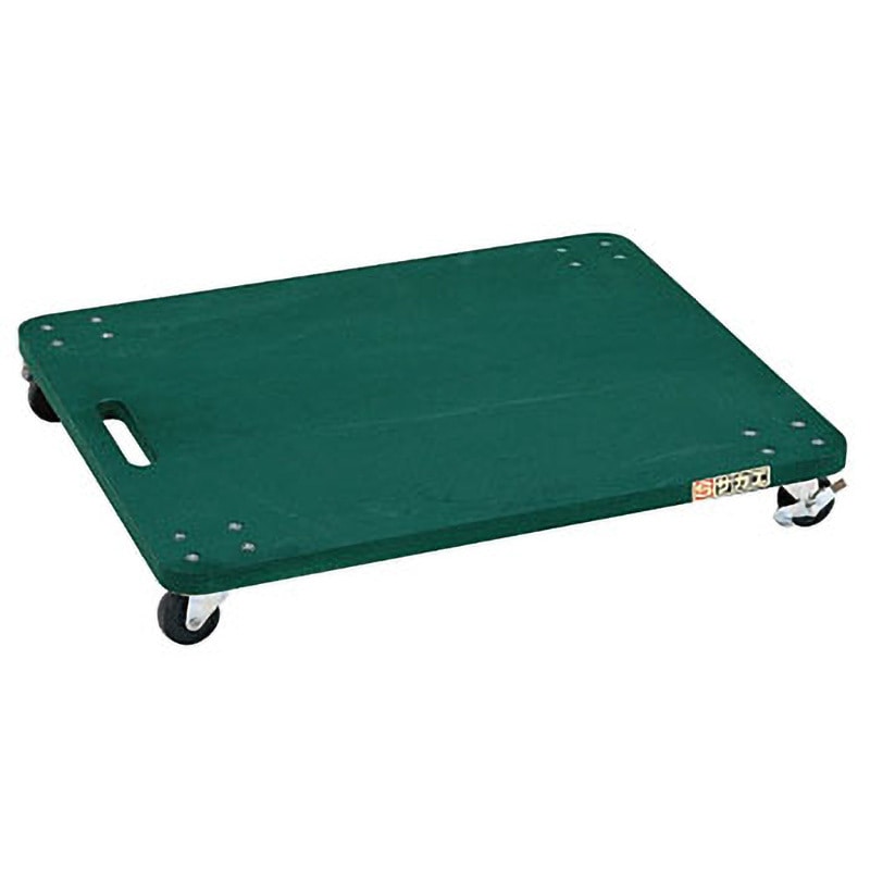 YM-2G 板台車 サカエ ストッパー ゴム車輪 自在 グリーン色 荷台寸法