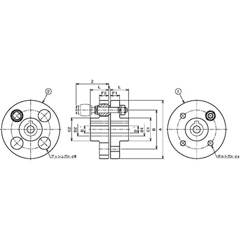 CL 280 P側 SNS フランジ形たわみ軸継手(ポンプ取付側) カネミツ 全長204mm - 【通販モノタロウ】