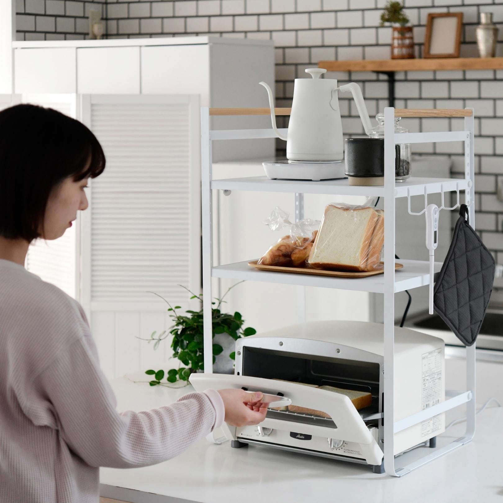 DRR-732(SWH) レンジ上ラック 棚2段 YAMAZEN(山善) ホワイト