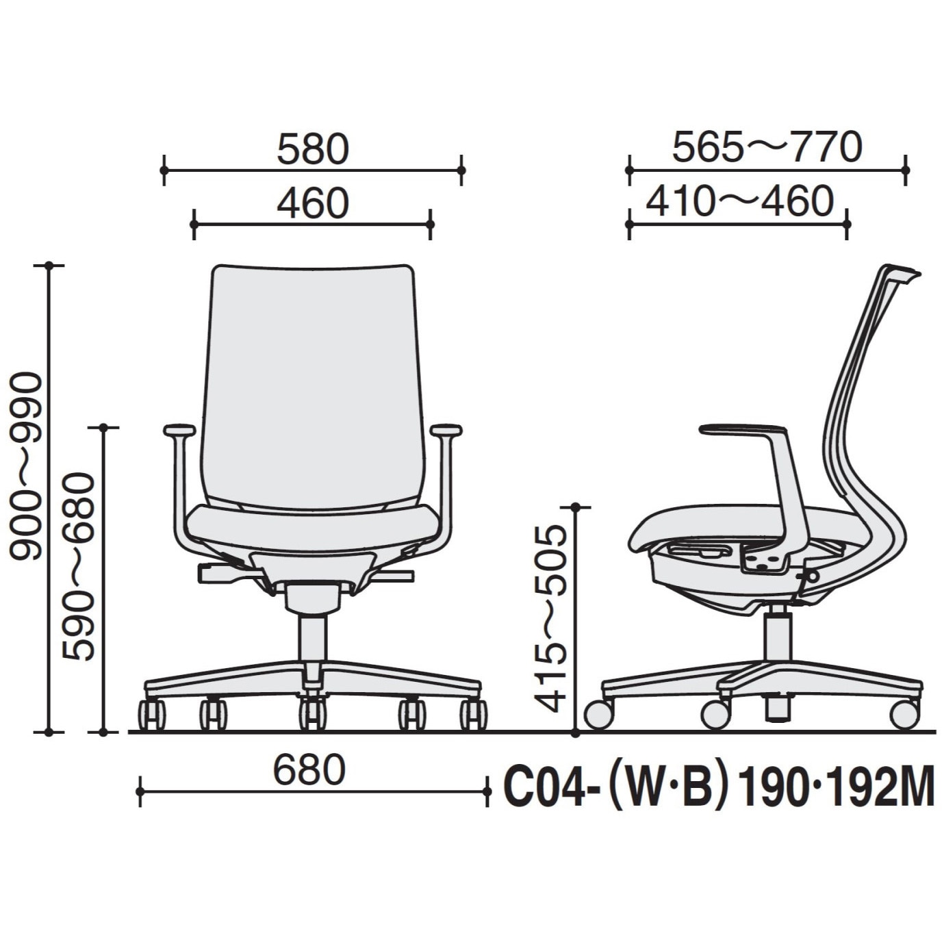 C04-B190MW-E19G9G1 オフィスチェアー ミトラ2 スタンダードバック