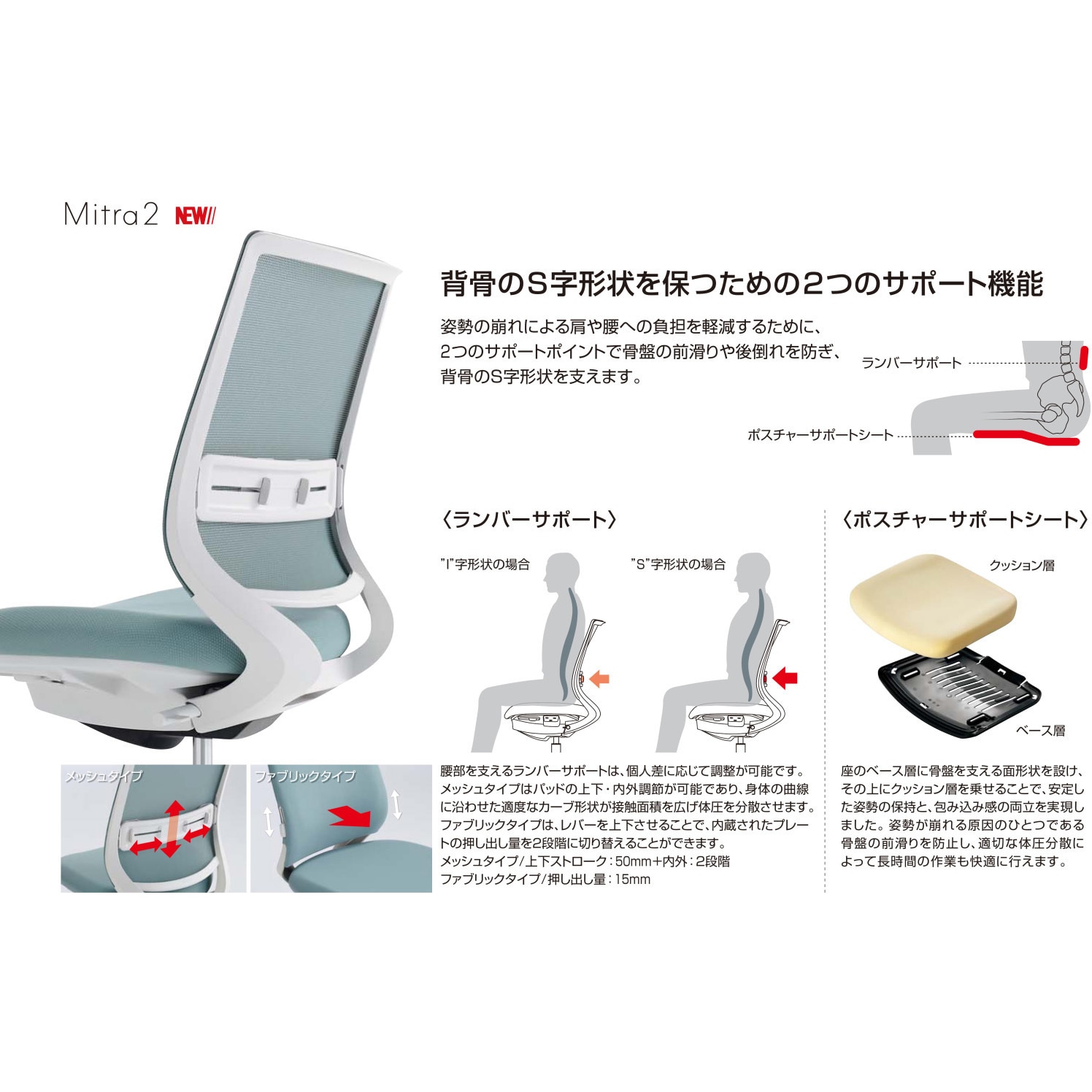 C04-B332MU-BKQ6Q61 オフィスチェアー ミトラ2 アディショナルバック 